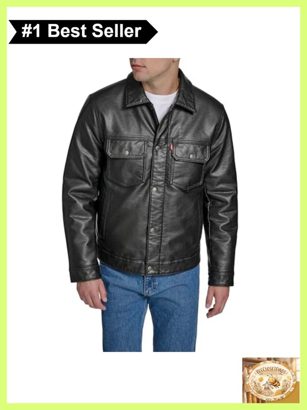 Faux Leather Trucker Jacket with Quilted Lining